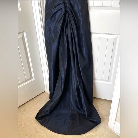 Vintage Vera Wang Minimalist Black Blue Taffeta Formal Gown Evening Dress Size 4 - Picture 10 of 13